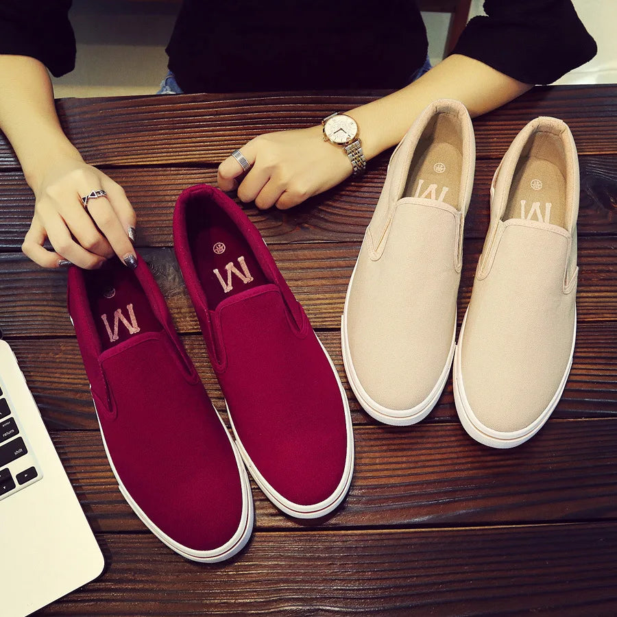 Shenxuanny New  Korean canvas shoes men's slip-on shoes white summer breathable casual shoes trend student sports shoes - Sun Studio