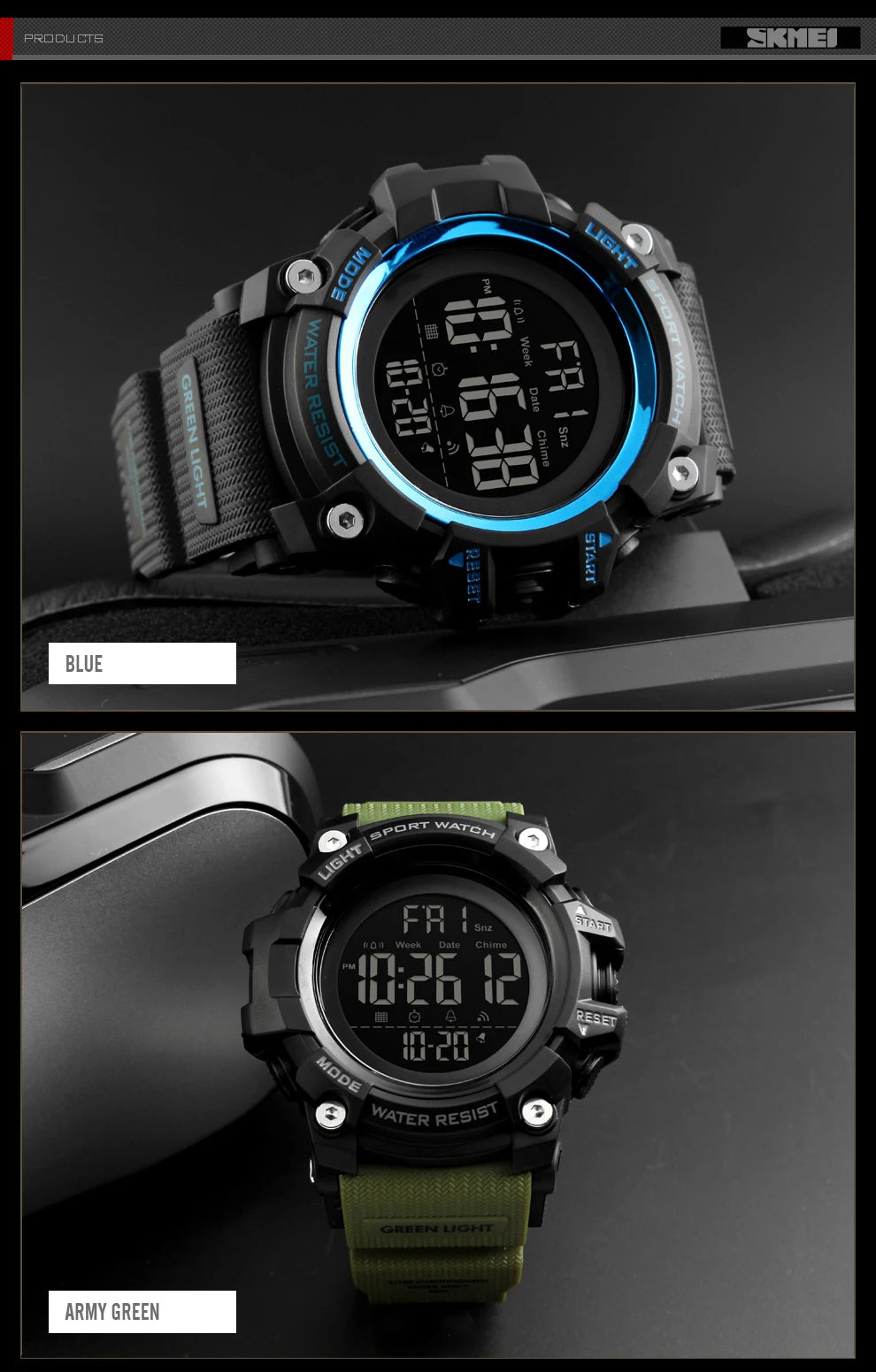 SKMEI Shockproof 2 Time Sport Watch Stopwatch Count Down Mens Digital Watches Waterproof Soft Clock For Male reloj hombre 1384 - Sun Studio