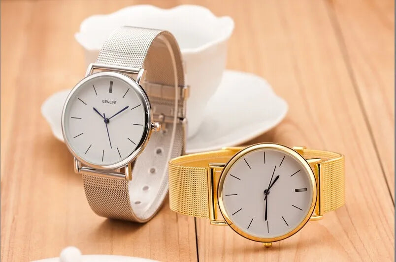 2025 New Famous Brand Silver Casual Geneva Quartz Watch Women Metal Mesh Stainless Steel Dress Watches Relogio Feminino Clock - Sun Studio