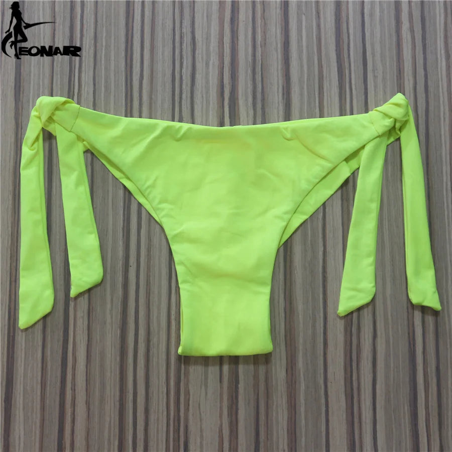 Sexy Solid Thong Bikini Brazilian Cut Swimwear Women Bottom Adjustable Briefs Swimsuit Panties Underwear Thong Bathing Suit - Sun Studio