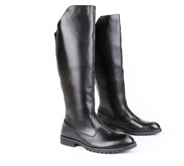Men British Honour Guard Motorcycle Riding Equestrian Mens Boots Knee High Casual Zipper Cowboy Leather stage boots size 37 46 - Sun Studio