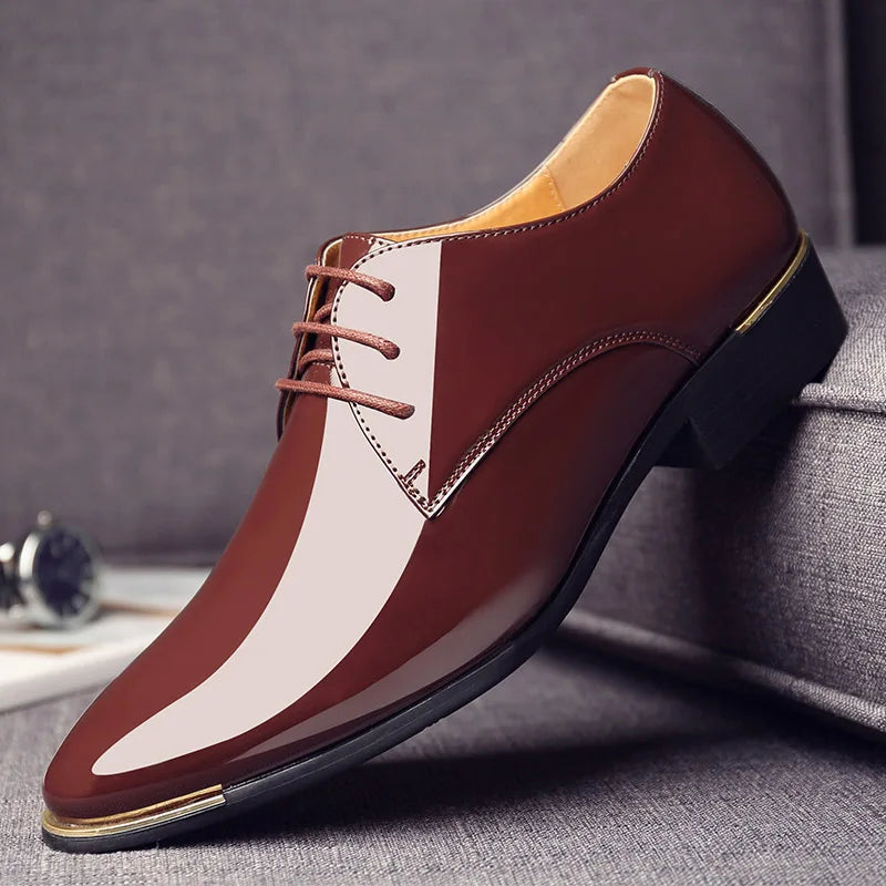 Patent Leather Men Dress Shoes 2021 New Brand Men's Business Shoes Italian Style Fashion Men Wedding Shoes Male Footwear 38-47 - Sun Studio