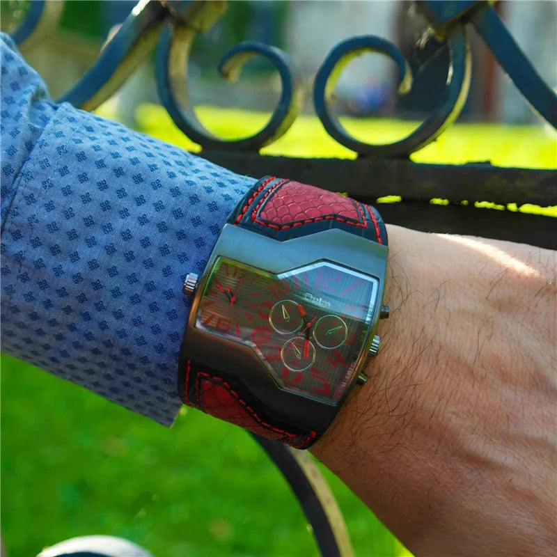 Oulm HP1220 Quartz Watch Male Outdoor Sport Wristwatches Two Time Zone Mens Designer Watches Top Luxury Brand Men Watch - Sun Studio
