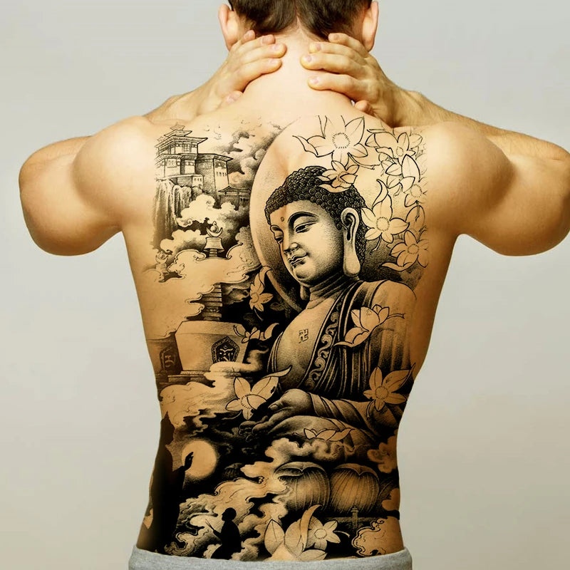 temporary tattoo stickers new designs skull Witch evil black waterproof temporary flash tattoos full back chest for men women - Sun Studio