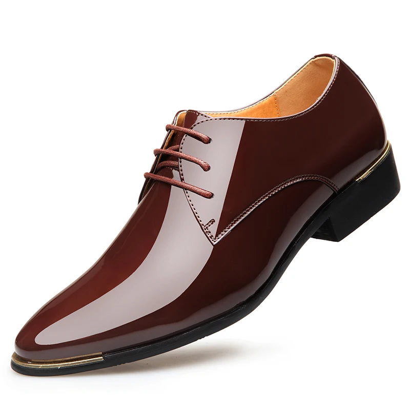Patent Leather Men Dress Shoes 2021 New Brand Men's Business Shoes Italian Style Fashion Men Wedding Shoes Male Footwear 38-47 - Sun Studio
