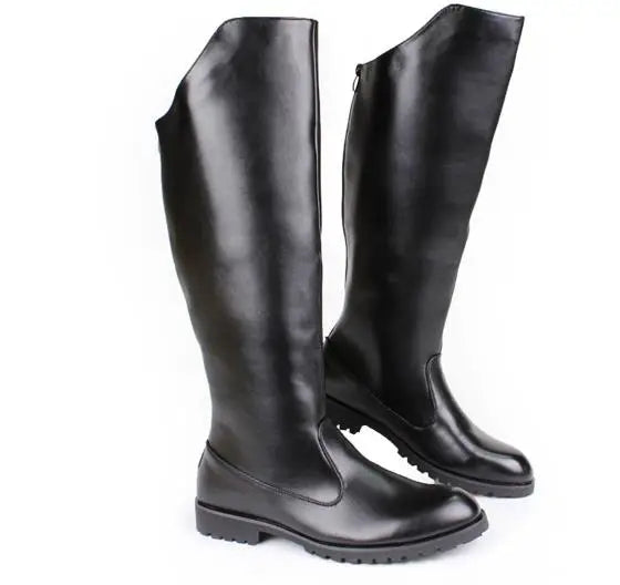 Men British Honour Guard Motorcycle Riding Equestrian Mens Boots Knee High Casual Zipper Cowboy Leather stage boots size 37 46 - Sun Studio