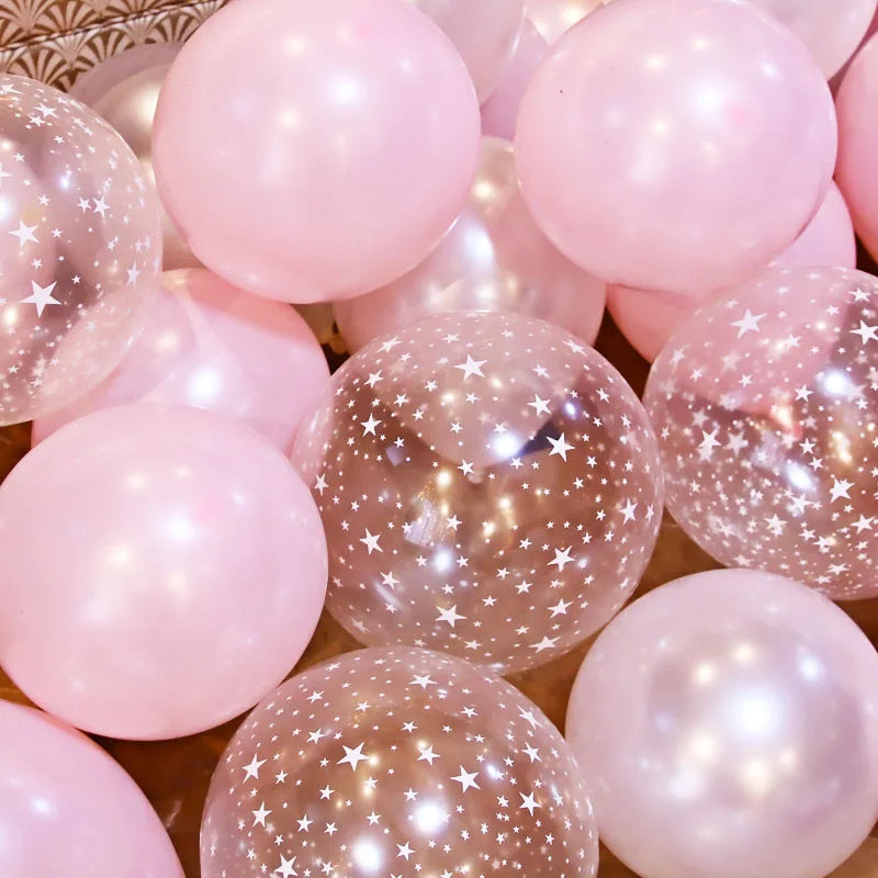 20pcs 12 inch Latex Balloon Set Star Clear Pink Gold Balloons Wedding Decoration Baby Shower Birthday Party Supplies Home Decor - Sun Studio