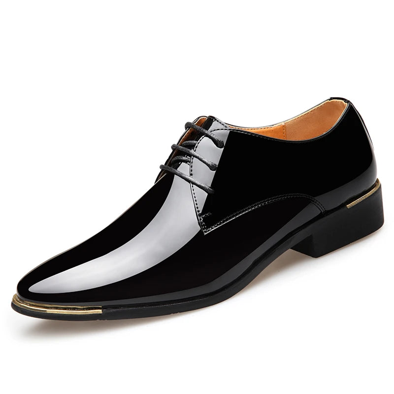 Patent Leather Men Dress Shoes 2021 New Brand Men's Business Shoes Italian Style Fashion Men Wedding Shoes Male Footwear 38-47 - Sun Studio