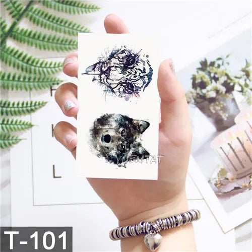 3D Temporary Tattoo Animal Blue Tiger Snake Moth For Boy Girl Children Tattoo Sticker Kids Watercolor Tatto Arm Art - Sun Studio