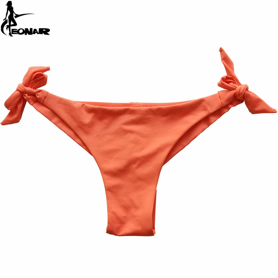 Sexy Solid Thong Bikini Brazilian Cut Swimwear Women Bottom Adjustable Briefs Swimsuit Panties Underwear Thong Bathing Suit - Sun Studio