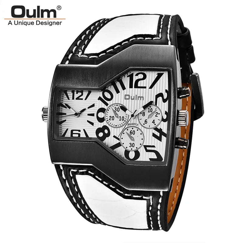 Oulm HP1220 Quartz Watch Male Outdoor Sport Wristwatches Two Time Zone Mens Designer Watches Top Luxury Brand Men Watch - Sun Studio