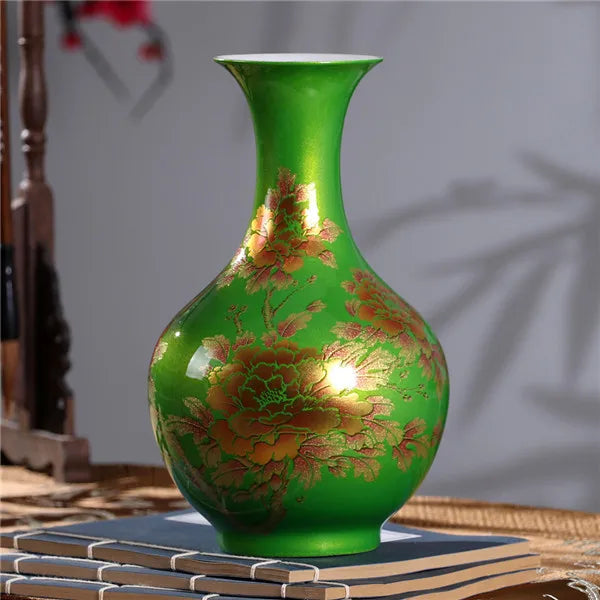 New Chinese Style Vase Jingdezhen Classical Porcelain Crystal Glaze Flower Vase Home Decor Handmade Shining Famille Rose Vases - Sun Studio