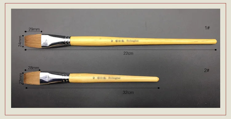 Zhouxinxing watercolor pen brush weasel hair flat peak painting pen wood color rod long short 2pcs paint acrylic brush painting - Sun Studio