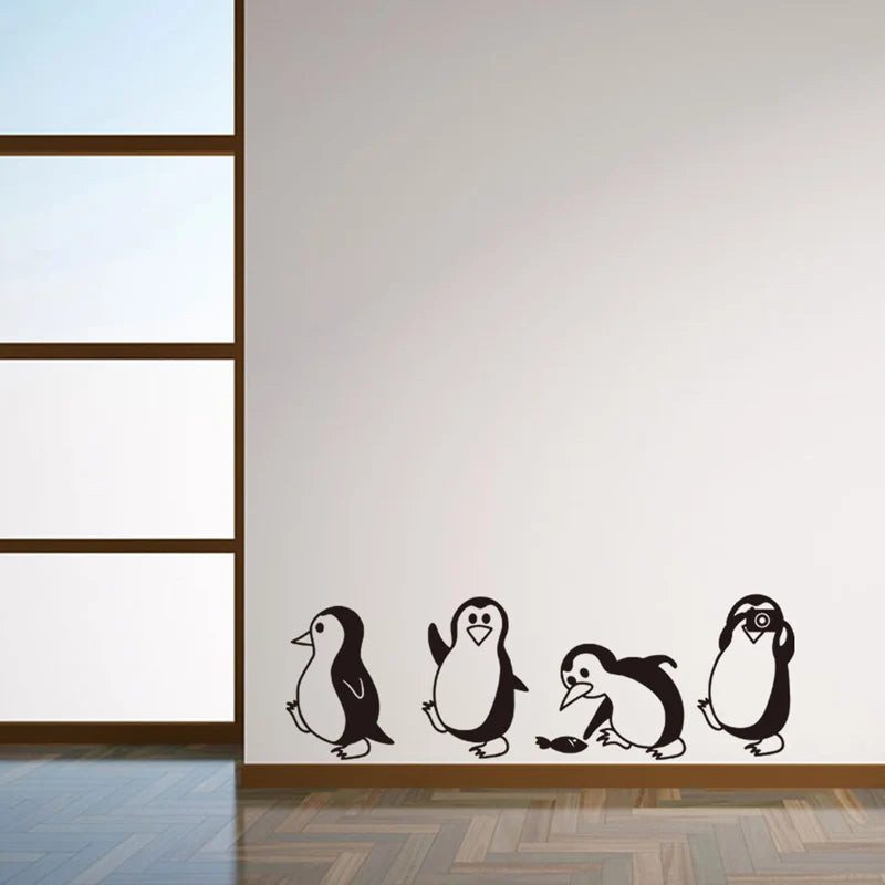 Cute Little Penguin Wall Sticker Home Decor Children's Room Living Room Background Decoration Mural Art Decals Animal Stickers - Sun Studio