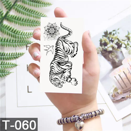 3D Temporary Tattoo Animal Blue Tiger Snake Moth For Boy Girl Children Tattoo Sticker Kids Watercolor Tatto Arm Art - Sun Studio