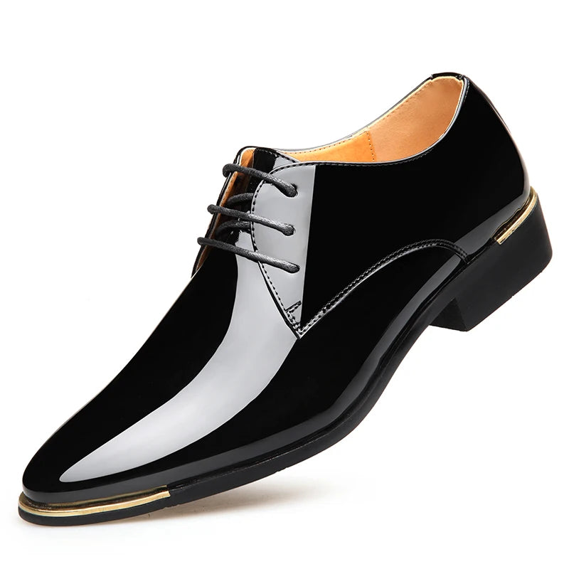 Patent Leather Men Dress Shoes 2021 New Brand Men's Business Shoes Italian Style Fashion Men Wedding Shoes Male Footwear 38-47 - Sun Studio