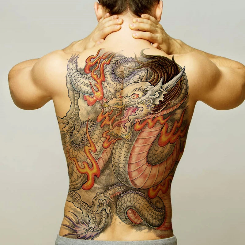 temporary tattoo stickers new designs skull Witch evil black waterproof temporary flash tattoos full back chest for men women - Sun Studio