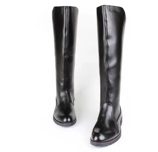 Men British Honour Guard Motorcycle Riding Equestrian Mens Boots Knee High Casual Zipper Cowboy Leather stage boots size 37 46 - Sun Studio