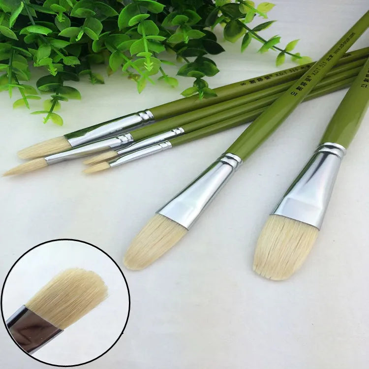 Senior oil painting pen brush bristle suit gouache 6 Pack Paint Brushes - Sun Studio