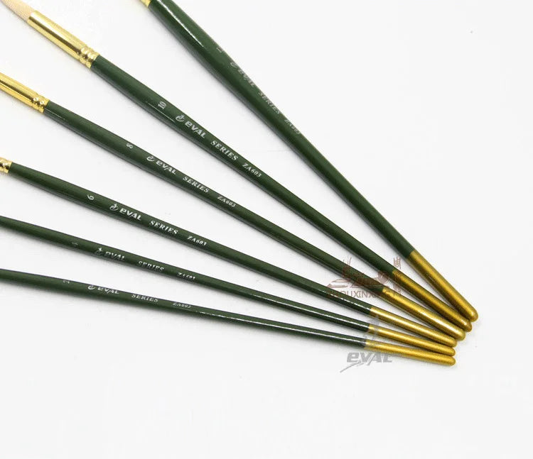 6Pcs/set pig bristle oil painting brush Artist painting brush round peak gouache watercolor pen painting Art supplies - Sun Studio