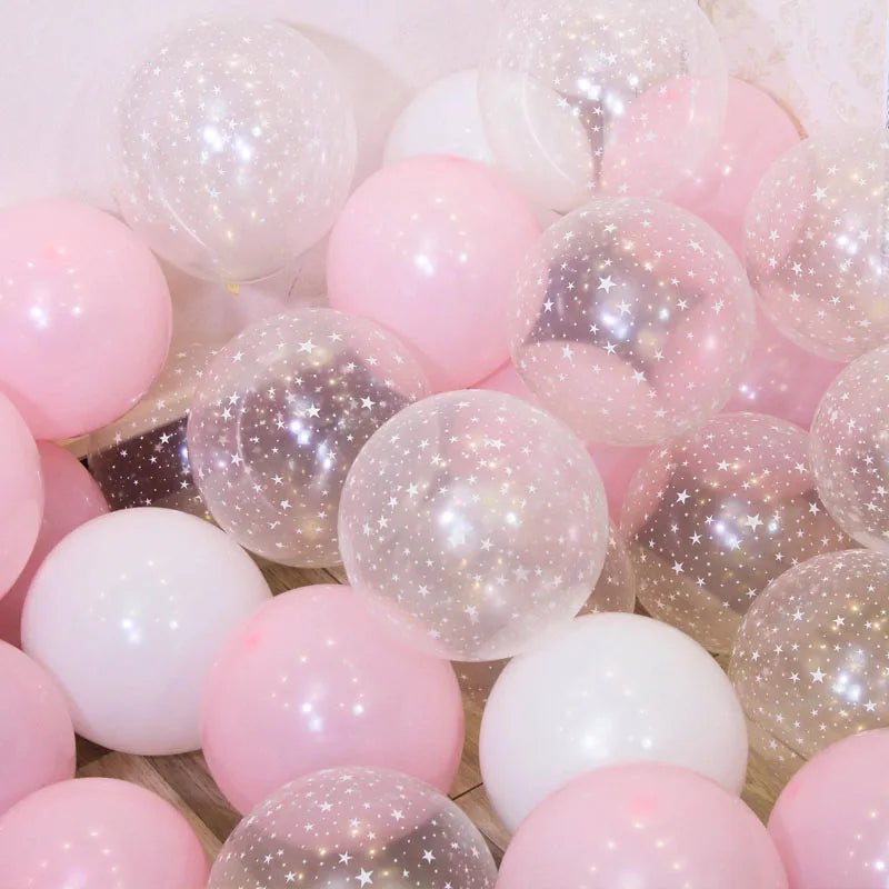 20pcs 12 inch Latex Balloon Set Star Clear Pink Gold Balloons Wedding Decoration Baby Shower Birthday Party Supplies Home Decor - Sun Studio