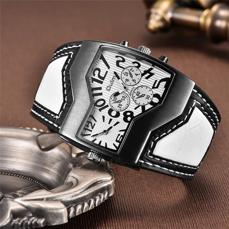 Oulm HP1220 Quartz Watch Male Outdoor Sport Wristwatches Two Time Zone Mens Designer Watches Top Luxury Brand Men Watch - Sun Studio