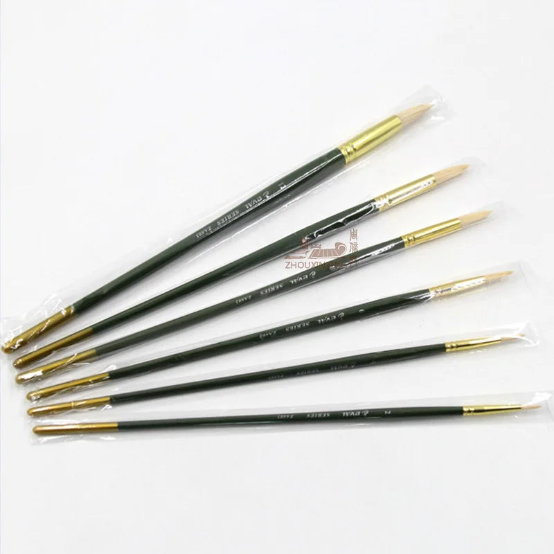 6Pcs/set pig bristle oil painting brush Artist painting brush round peak gouache watercolor pen painting Art supplies - Sun Studio