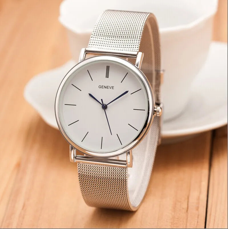 2025 New Famous Brand Silver Casual Geneva Quartz Watch Women Metal Mesh Stainless Steel Dress Watches Relogio Feminino Clock - Sun Studio