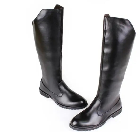 Men British Honour Guard Motorcycle Riding Equestrian Mens Boots Knee High Casual Zipper Cowboy Leather stage boots size 37 46 - Sun Studio