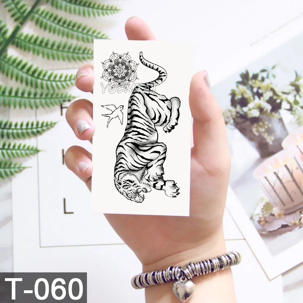 3D Temporary Tattoo Animal Blue Tiger Snake Moth For Boy Girl Children Tattoo Sticker Kids Watercolor Tatto Arm Art - Sun Studio