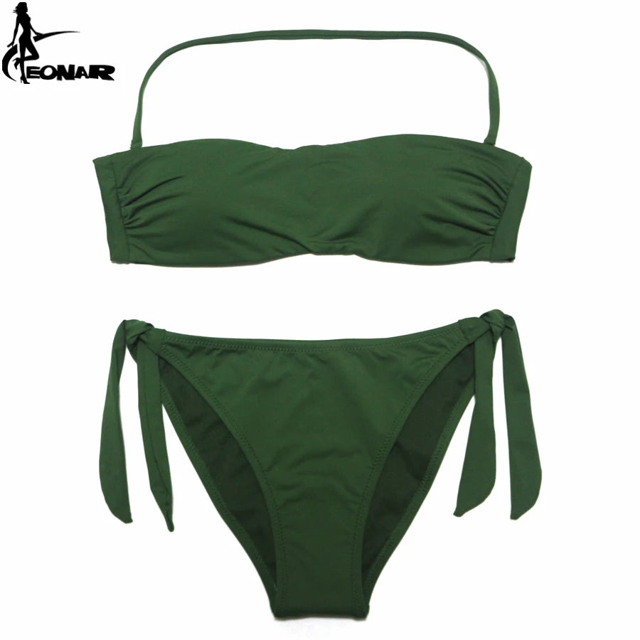 EONAR Bikini 2025 Solid Women Swimsuit  Brazilian Cut Bottom Bikini Set Push Up Swimwear Femme Bathing Suits Sport Beach Wear - Sun Studio