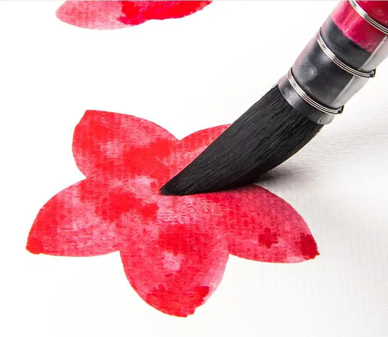 Squirrel Hair Watercolor Brush, Artist Painting Brush Red Pointed Painting Brush Children's Painting Supplies Watercolor Brush - Sun Studio