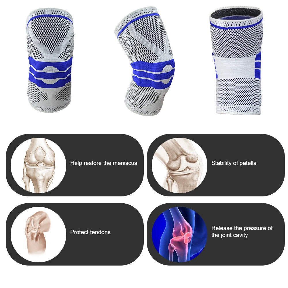 Knee Support Compression Sleeve with Side Stabilizers and Silicone Patella Gel Pad, Meniscus Tear, Arthritis Jogging, Brace - Sun Studio