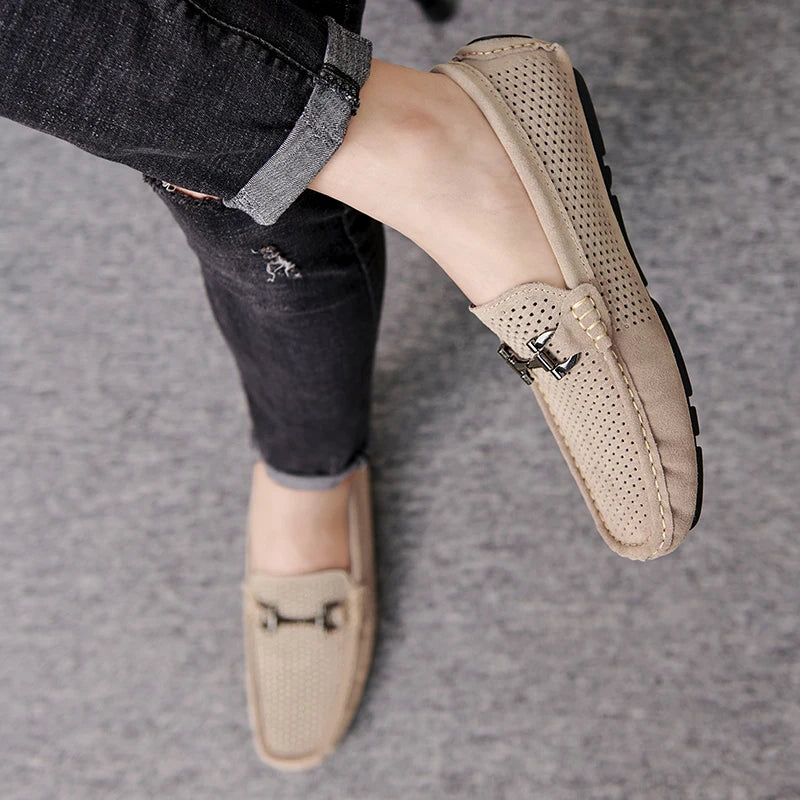 Size 38-45 Breathable Suede Leather Loafers Men Hot Sale Flat Men's Shoes Classic Driving Shoes Fashion Casual Summer Moccasins - Sun Studio