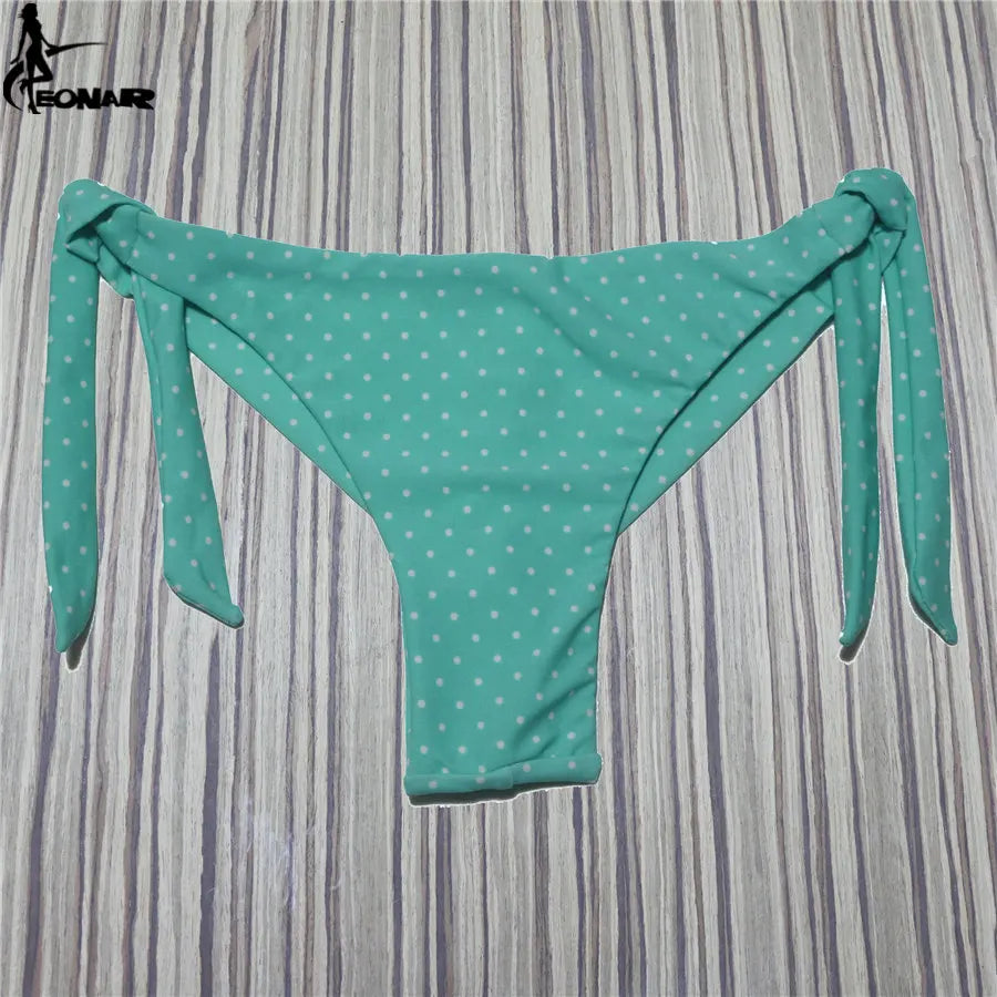Sexy Solid Thong Bikini Brazilian Cut Swimwear Women Bottom Adjustable Briefs Swimsuit Panties Underwear Thong Bathing Suit - Sun Studio
