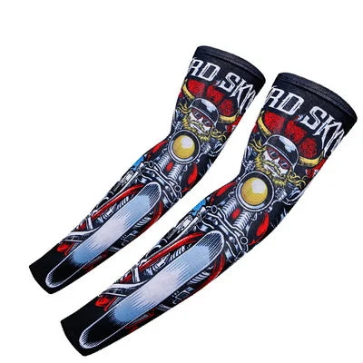 2PCS Cool Men Women Cycling Running Arm Warmer Sleeves UV Sun Protection Cuff Arm Cover Fishing Arm Sleeve Basketball Armguards - Sun Studio