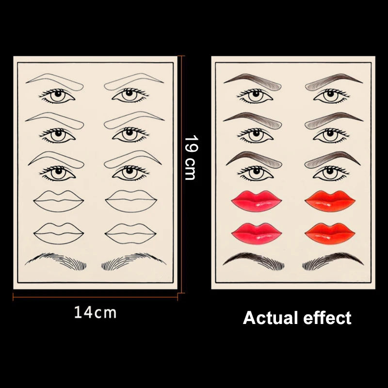 Doppelseitige Augenbrauen-Tattoo-Übungshaut Silikonhaut-Kits Tattoo-Zubehör für Microblading Permanent Make-up Anfänger PMU Set