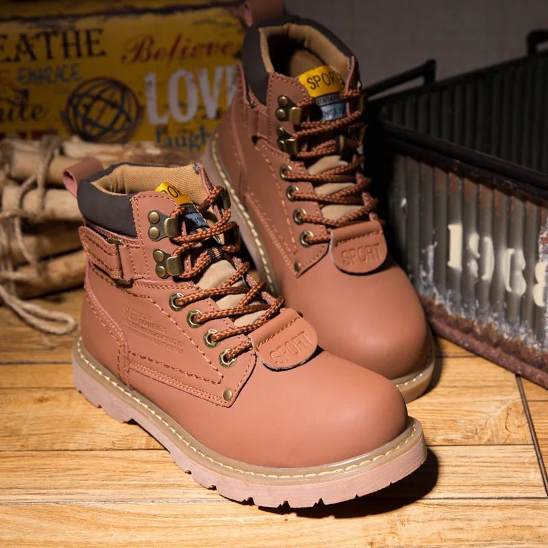 Echtes Leder Herren Winter Frühling Knöchel Trekking Militär Schnee Gelbe Taktische Stiefel Outdoor Schuhe für Frauen Männer Arbeitsschuhe