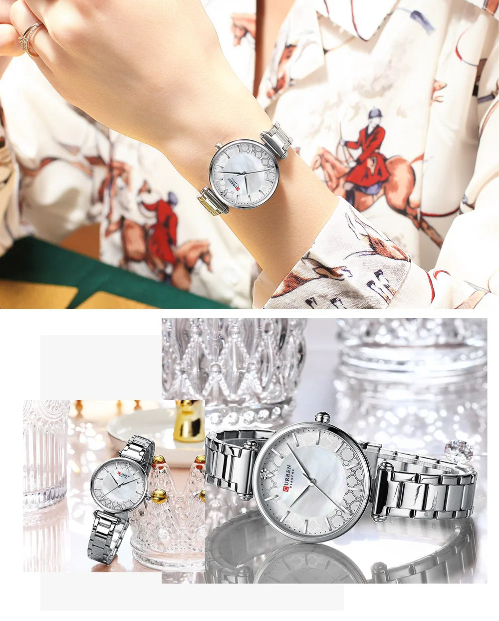 Watches Women CURREN Top Brand Fashion Thin Quartz Wristwatch with Charming Stainless Steel Bracelet часы женские наручные - Sun Studio