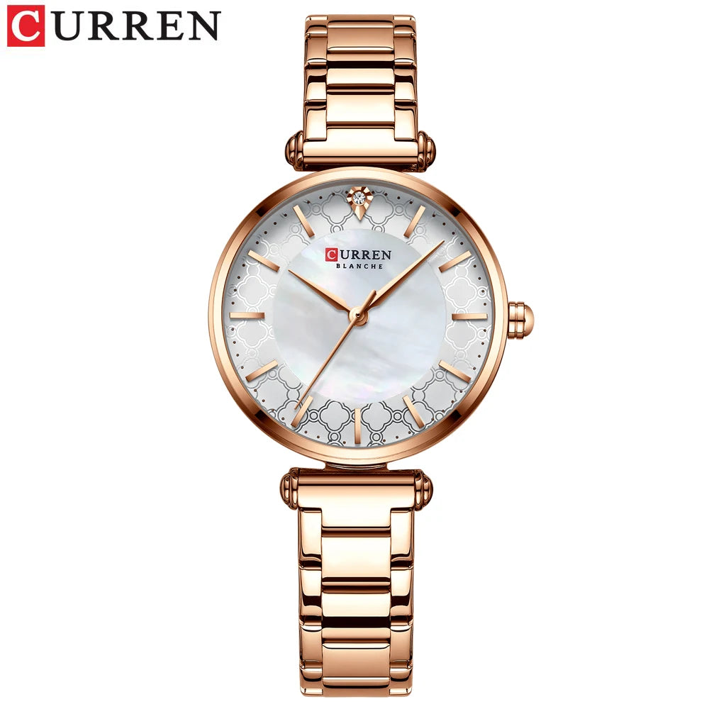 Watches Women CURREN Top Brand Fashion Thin Quartz Wristwatch with Charming Stainless Steel Bracelet часы женские наручные - Sun Studio