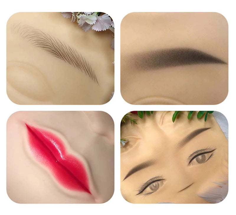 Doppelseitige Augenbrauen-Tattoo-Übungshaut Silikonhaut-Kits Tattoo-Zubehör für Microblading Permanent Make-up Anfänger PMU Set