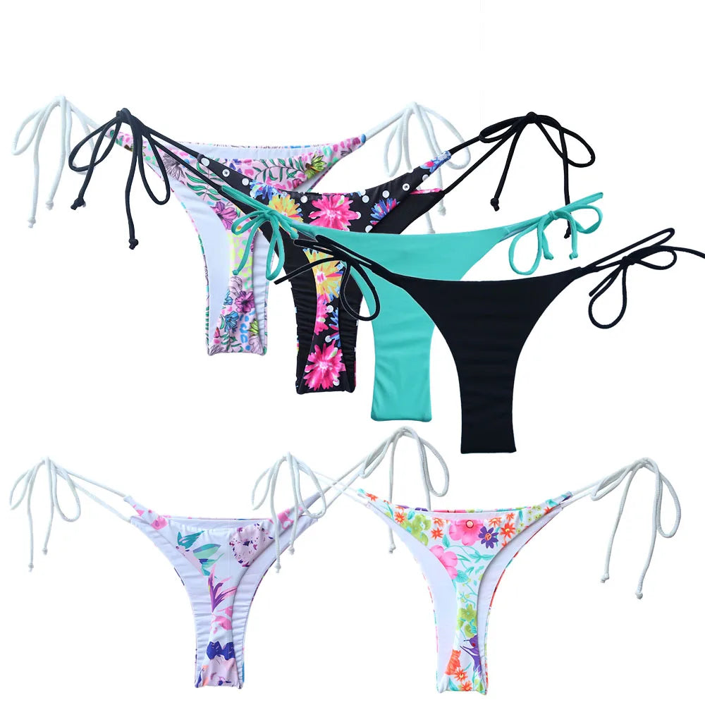 Wholesale Womens Bikini Bottoms Sexy Swimsuit Thong Vintage Swimwear Black Brazilian Biquini Designer Bikinis T-back Cheeky - Sun Studio