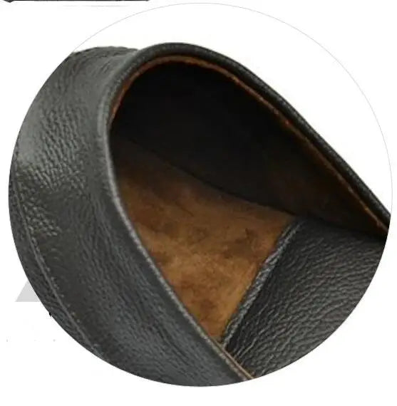 Men's Luxury Cow Split Leather Handmade Men Home Slippers Spring Slip on Soft Comfortable Black Brown Bedroom Indoor Flat Shoes - Sun Studio