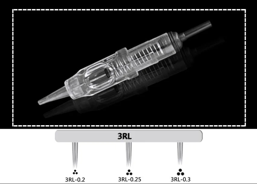 Tattoo Needles 1RL 100piece  Cartridge Needles  Disposable Sterilized Tattoo Permanent Makeup Needles Tips for Eyebrow lip 0.3mm - Sun Studio