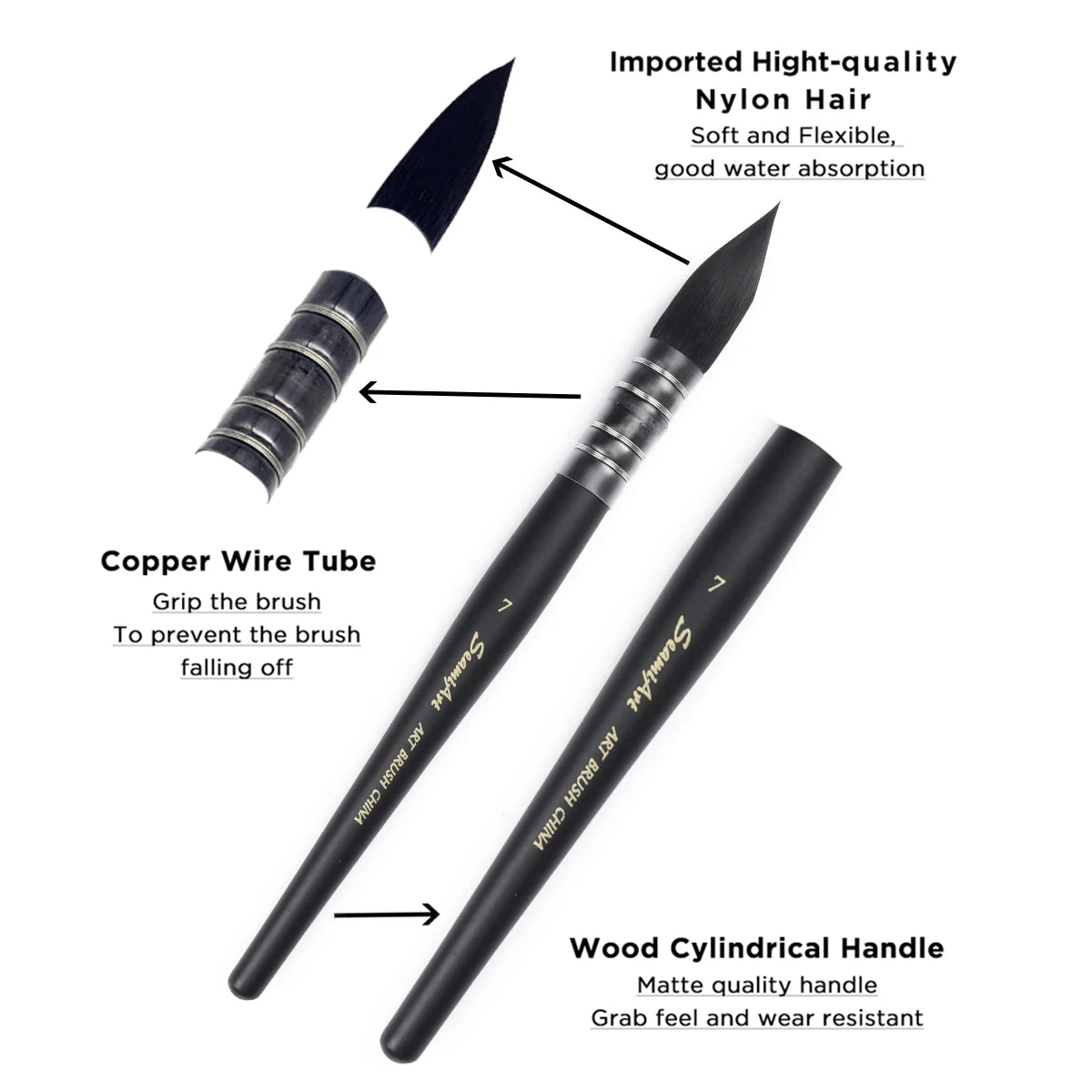 1Pcs Artist Hand-Painting Drawing Brushes Professional Watercolor Brush Pen for Water Color Painting Drawing School Art Supplies - Sun Studio