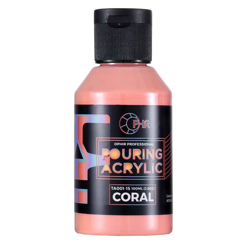OPHIR Acryl Pouring Farbe Wasserbasiert Hochfluss Kunstbedarf 36 Farben zur Auswahl 100ML/Flasche TA001