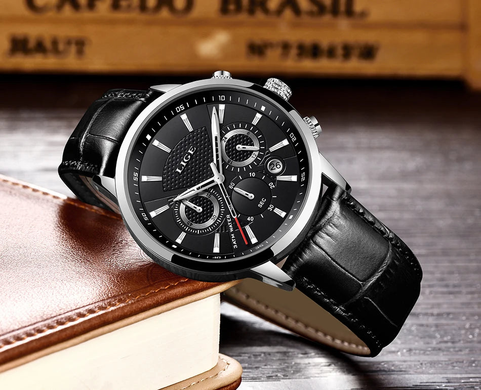 LIGE 2026 Watch Men Fashion Sports Quartz Clocks Mens Watches Top Brand Leather Military Waterproof Date Watch Relogio Masculino - Sun Studio