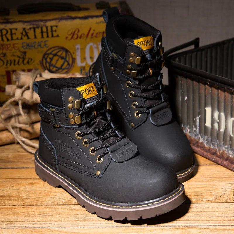 Echtes Leder Herren Winter Frühling Knöchel Trekking Militär Schnee Gelbe Taktische Stiefel Outdoor Schuhe für Frauen Männer Arbeitsschuhe