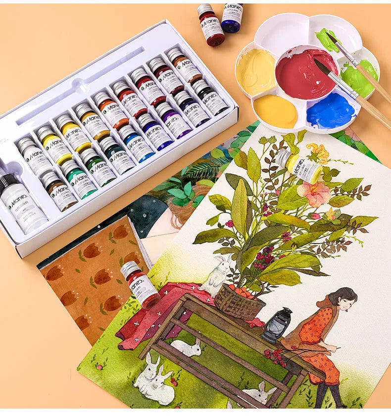 Marie’s Dope-Dyed Fiber Permanent Fabric Paint Set 12/36 Colors 10ml/Tube Textile Acrylic Paints for Clothes Canvas Waterproof - Sun Studio