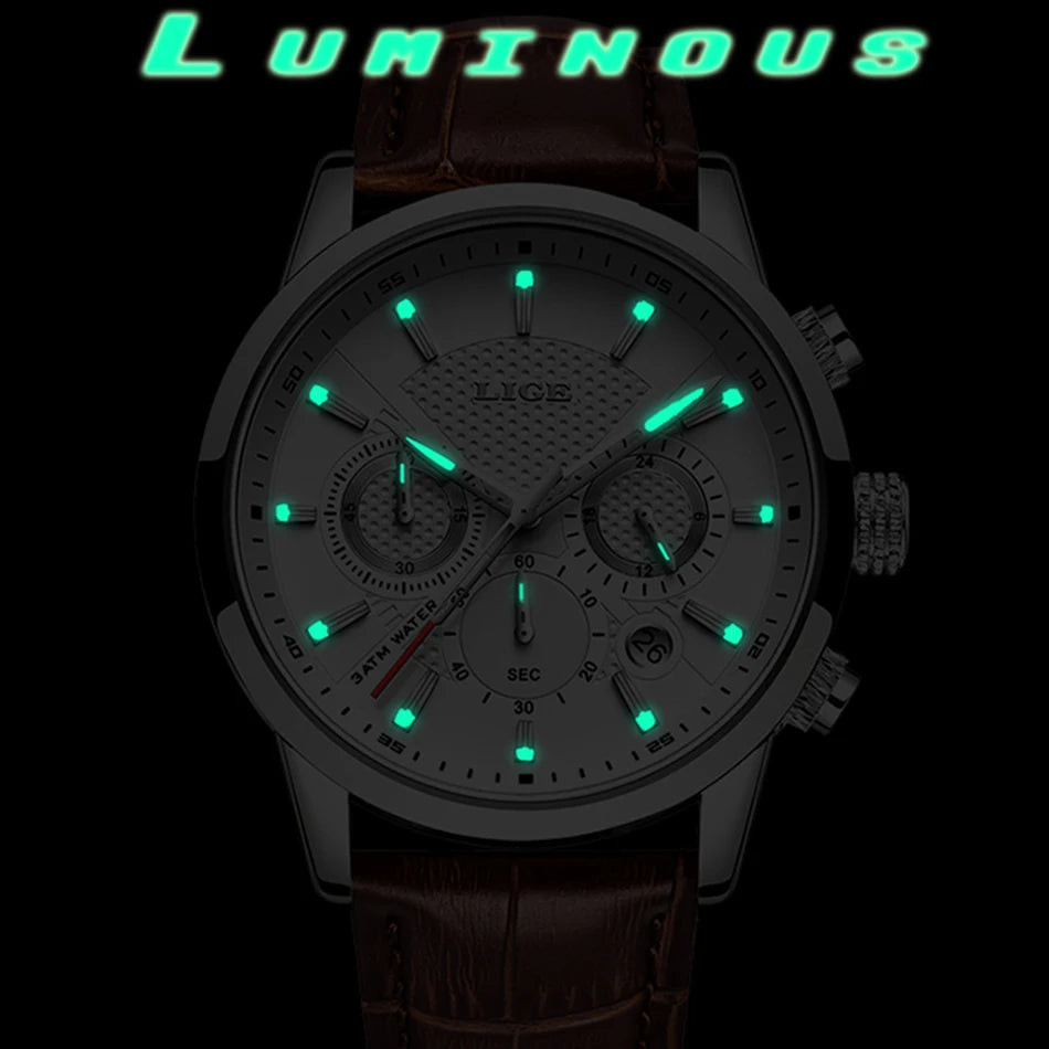 LIGE 2026 Watch Men Fashion Sports Quartz Clocks Mens Watches Top Brand Leather Military Waterproof Date Watch Relogio Masculino - Sun Studio